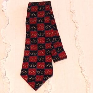 Tommy Hilfiger Red and Black Silk Tie